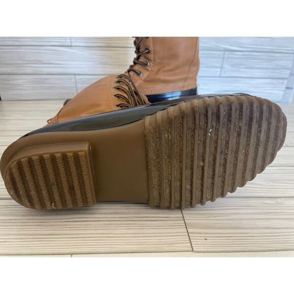 Madden Girl Women’s Size 7 Flurry Tan Black Waterproof Flannel Lined Duck Boots - Picture 8 of 13